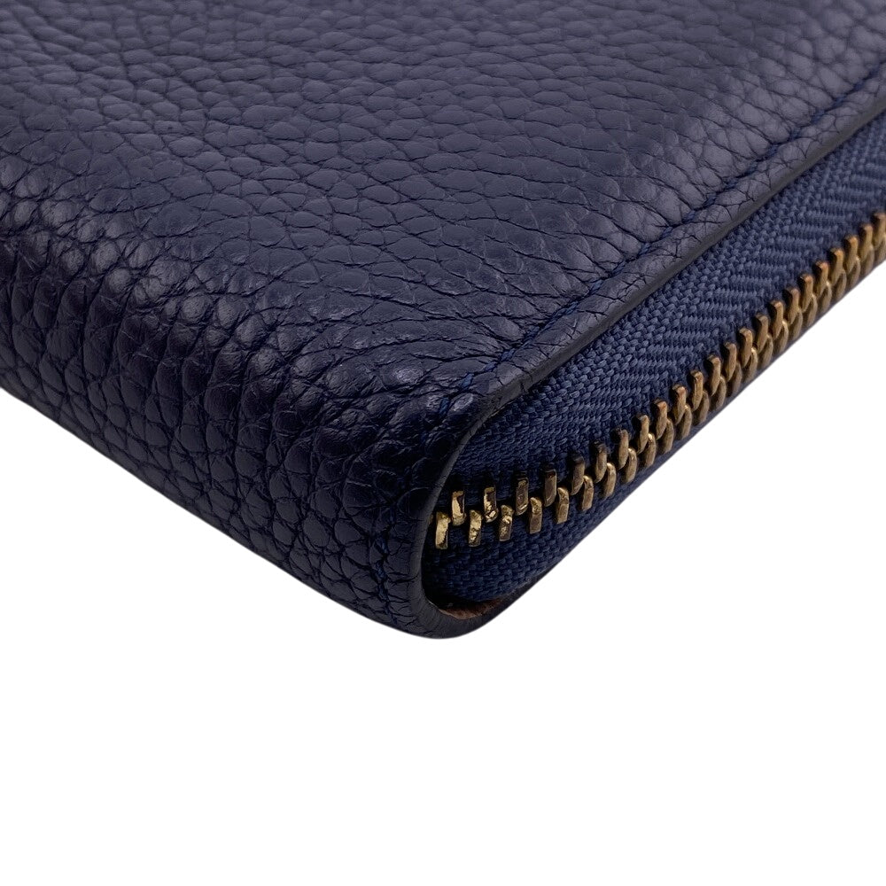 LOUIS VUITTON Long Wallet Purse M68582 Taurillon Clemence Blue Marine Portefeuille comet