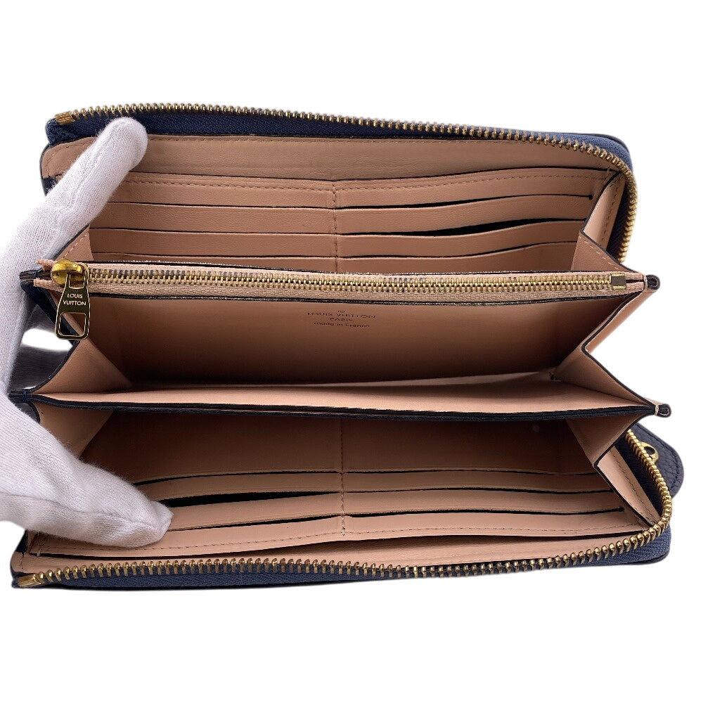 LOUIS VUITTON Long Wallet Purse M68582 Taurillon Clemence Blue Marine Portefeuille comet