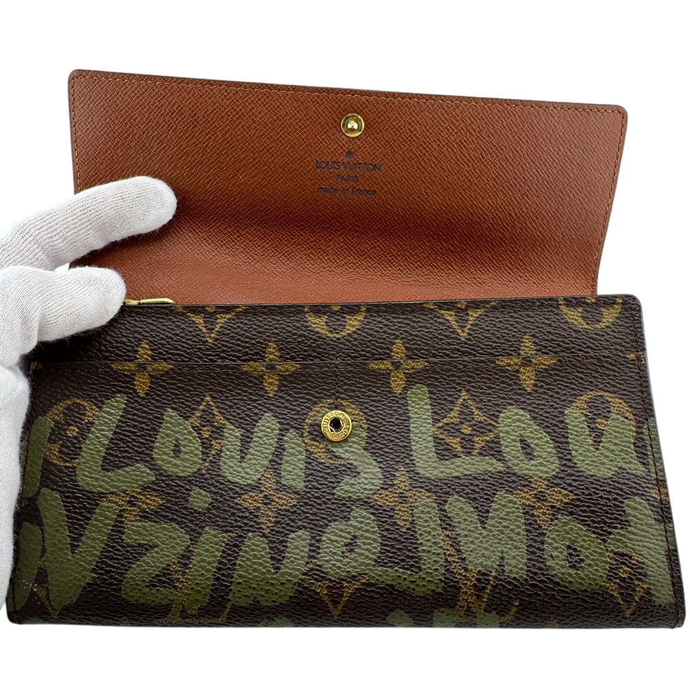 LOUIS VUITTON Long Wallet Purse M92188 Monogram canvas, coated canvas Brown Monogram Graffiti Pochette Porte Monnaie Credit