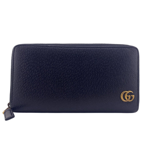 GUCCI Long Wallet Purse 428736 leather black GG Marmont