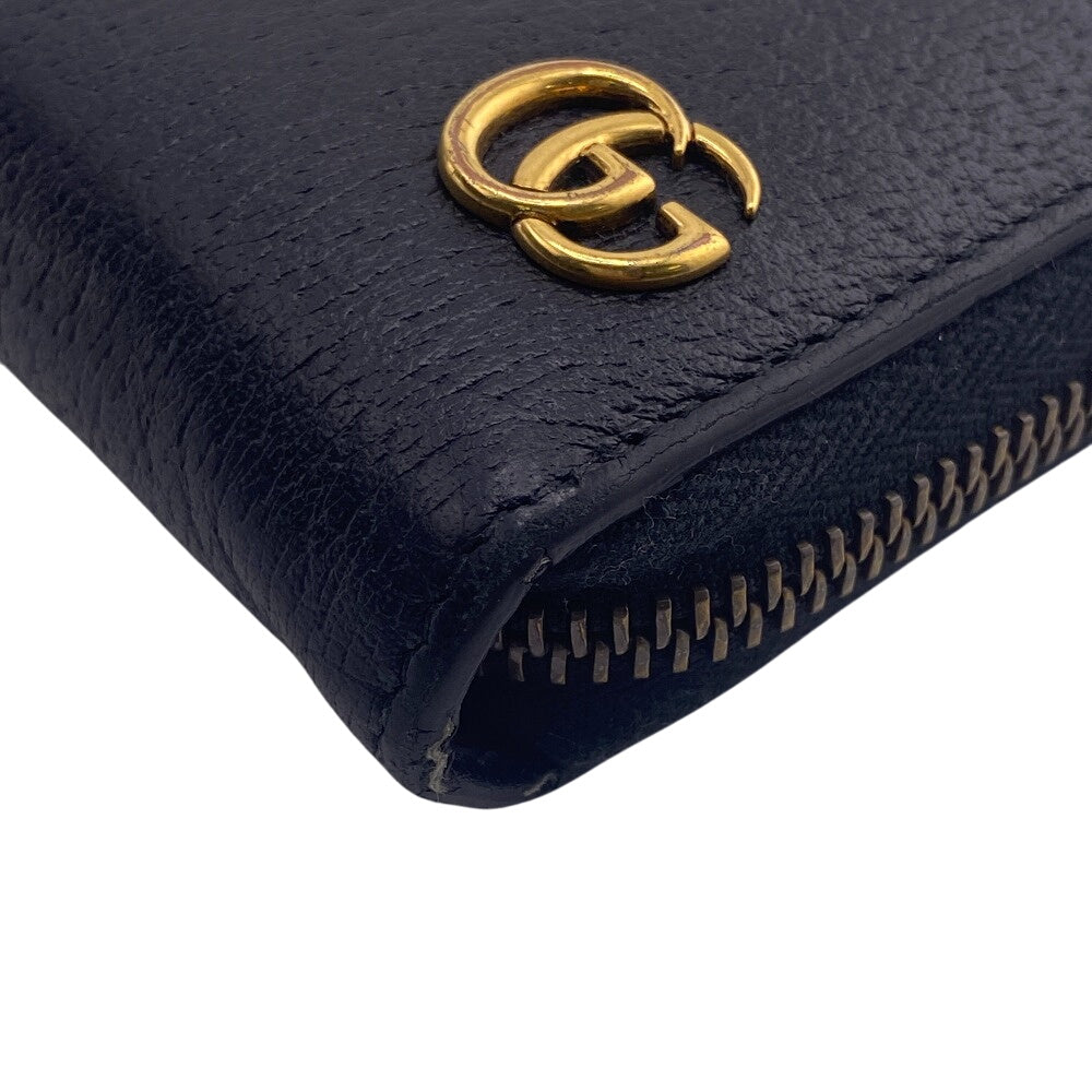 GUCCI Long Wallet Purse 428736 leather black GG Marmont
