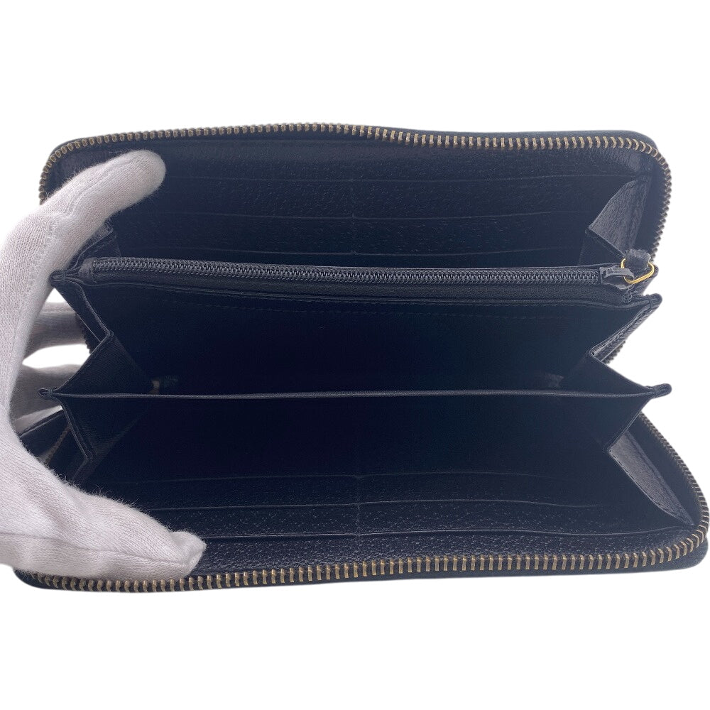 GUCCI Long Wallet Purse 428736 leather black GG Marmont