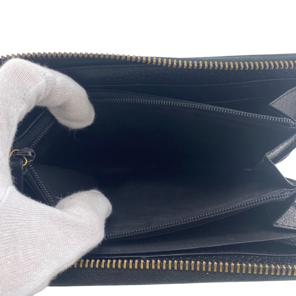 GUCCI Long Wallet Purse 428736 leather black GG Marmont