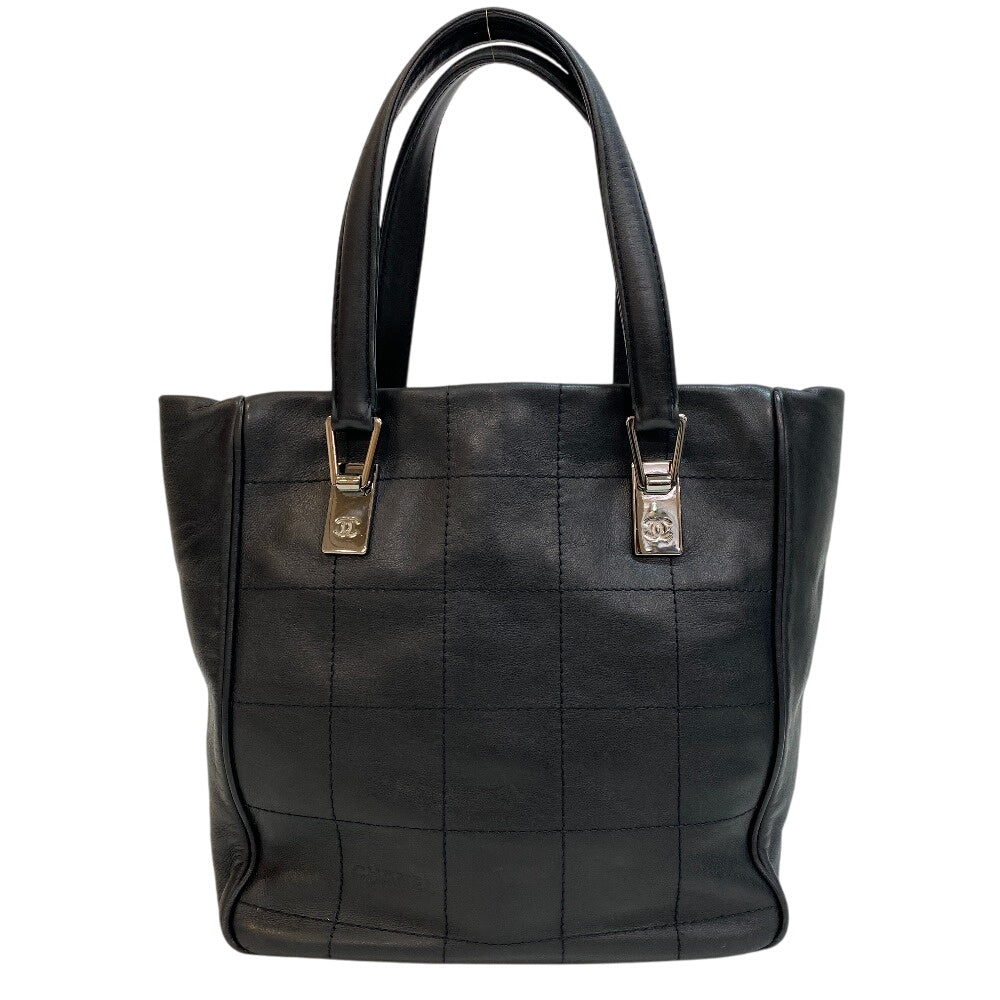 CHANEL Tote Bag leather black Chocolate bar