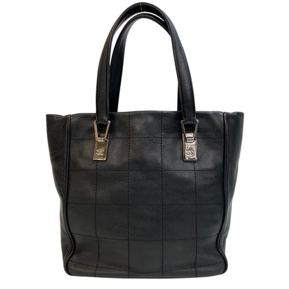 CHANEL Tote Bag leather black Chocolate bar