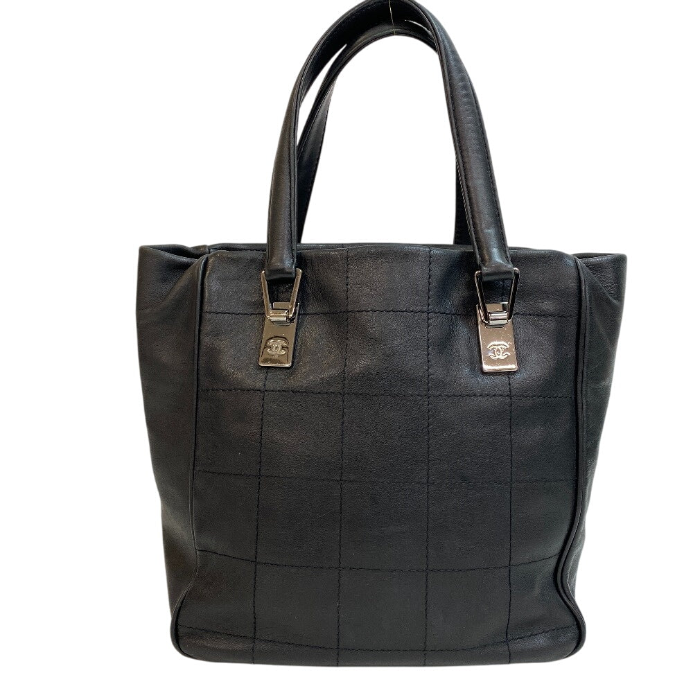 CHANEL Tote Bag leather black Chocolate bar
