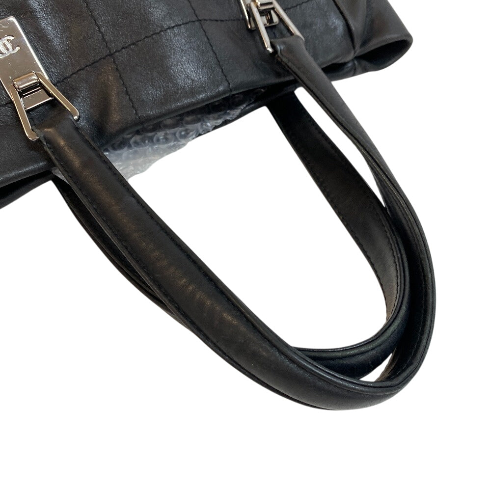 CHANEL Tote Bag leather black Chocolate bar