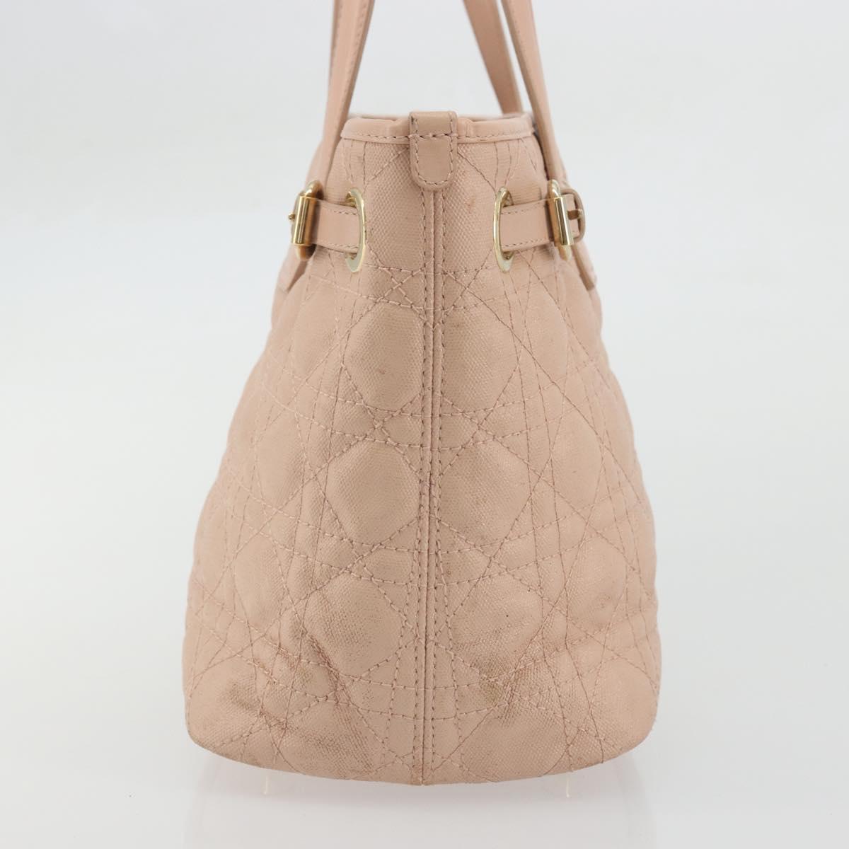 Christian Dior Cannage Panarea Hand Bag Coated Canvas Pink