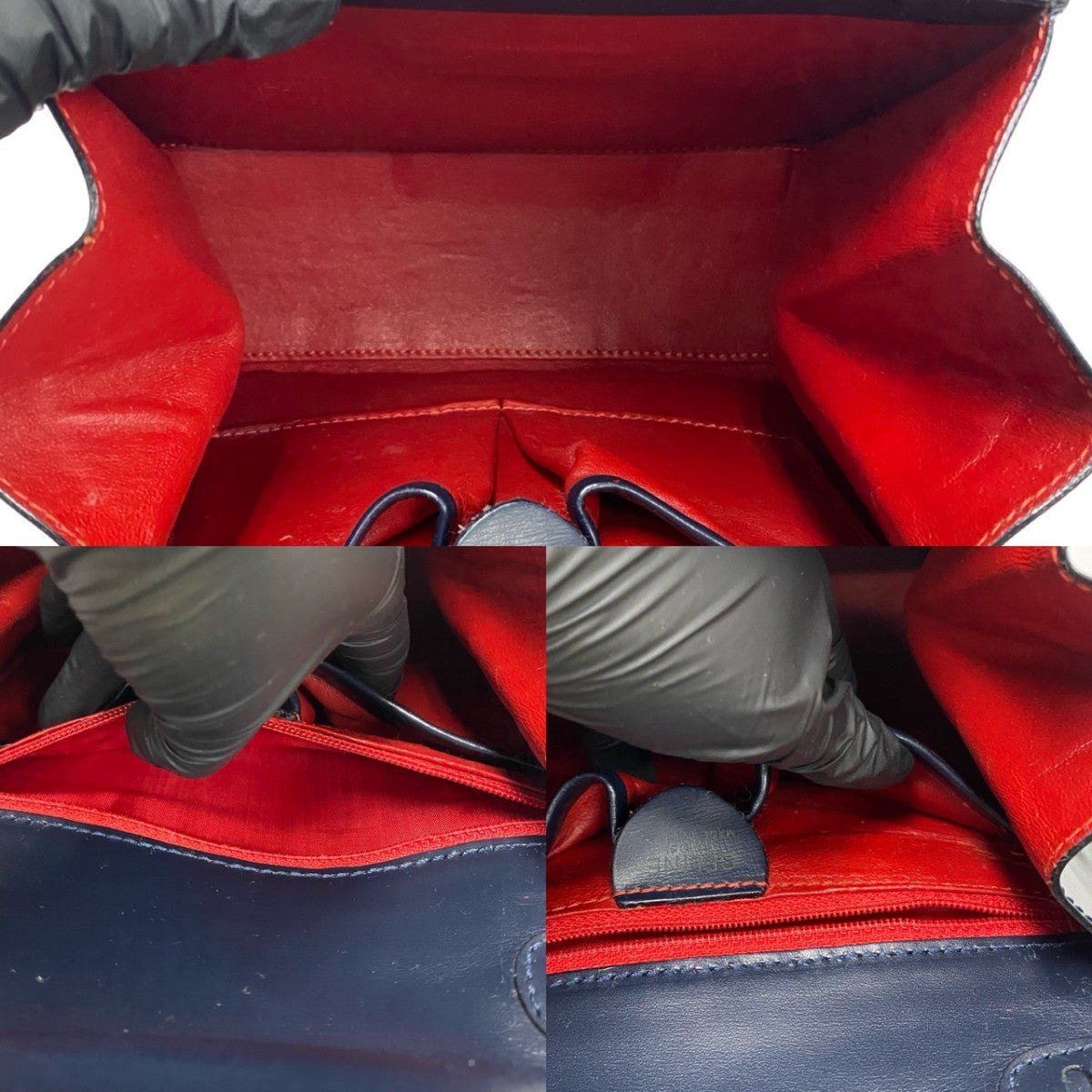 CELINE Shoulder Bag leather Navy