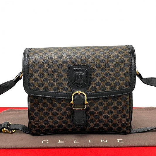 CELINE Shoulder Bag Leather, PVC black Macadam Brazon Women Used Authentic