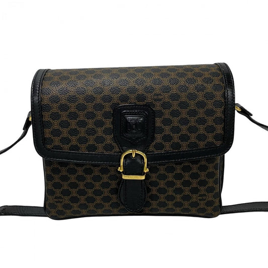 CELINE Shoulder Bag Leather, PVC black Macadam Brazon Women Used Authentic