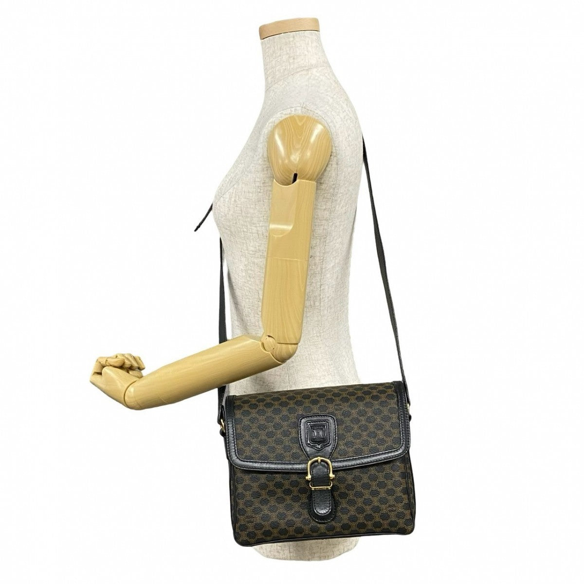 CELINE Shoulder Bag Leather, PVC black Macadam Brazon Women Used Authentic