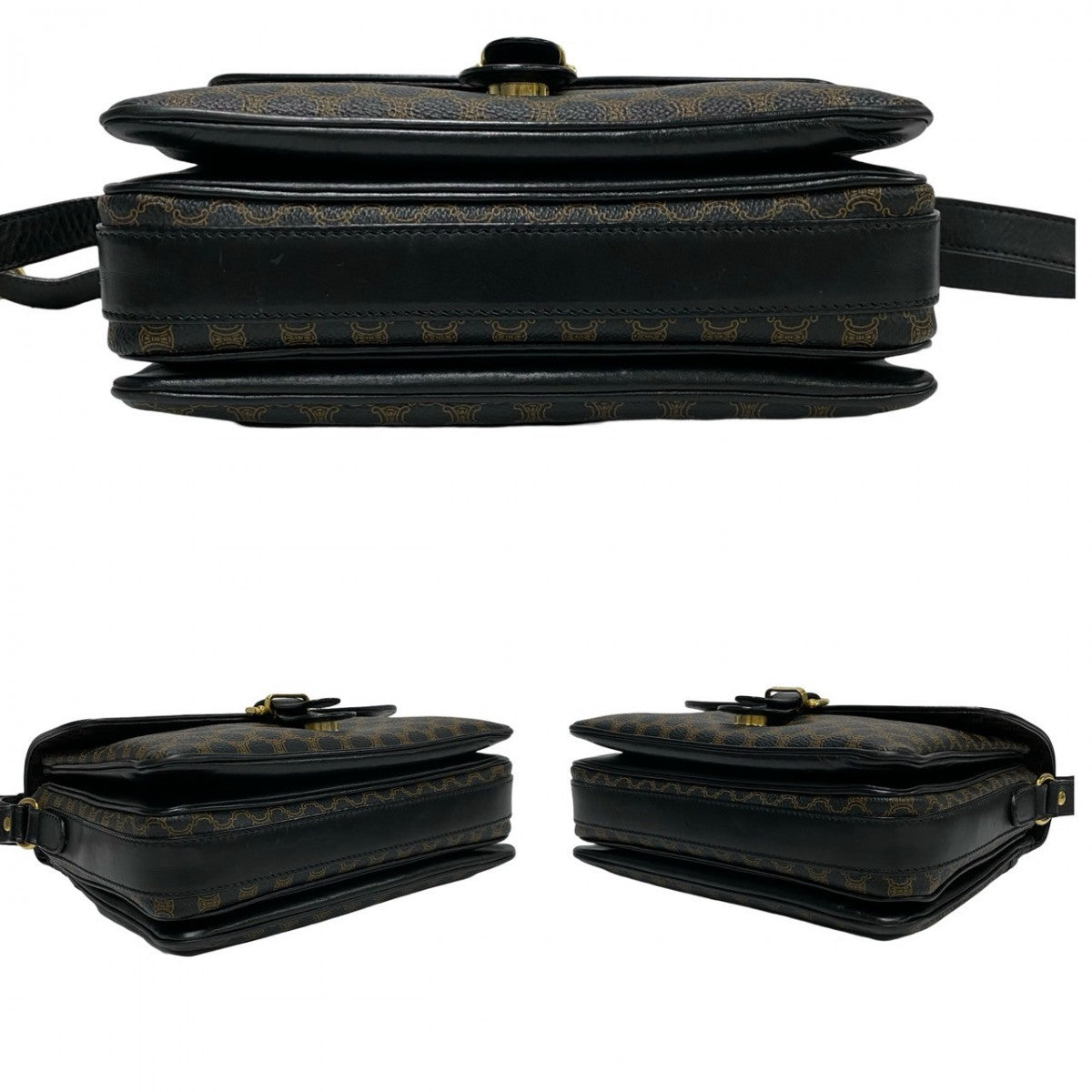 CELINE Shoulder Bag Leather, PVC black Macadam Brazon Women Used Authentic