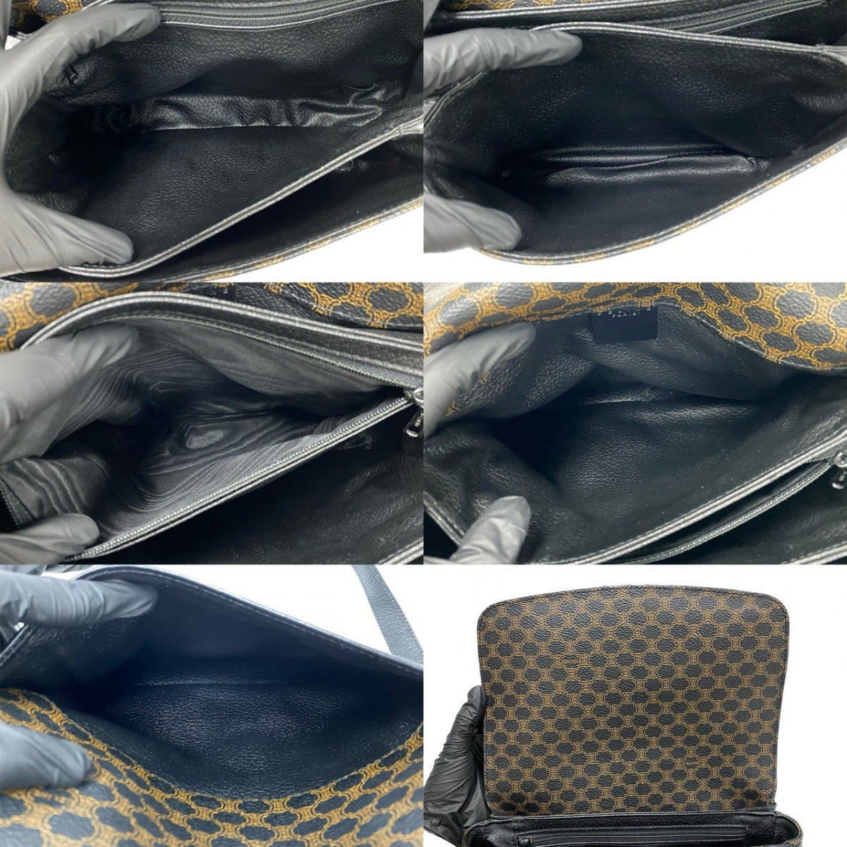 CELINE Shoulder Bag Leather, PVC black Macadam Brazon Women Used Authentic