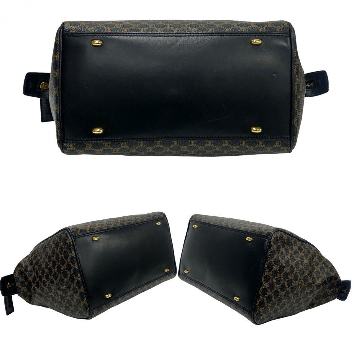 CELINE Handbag Leather, PVC black Macadam Blason Triomphe Pattern Women Used Authentic
