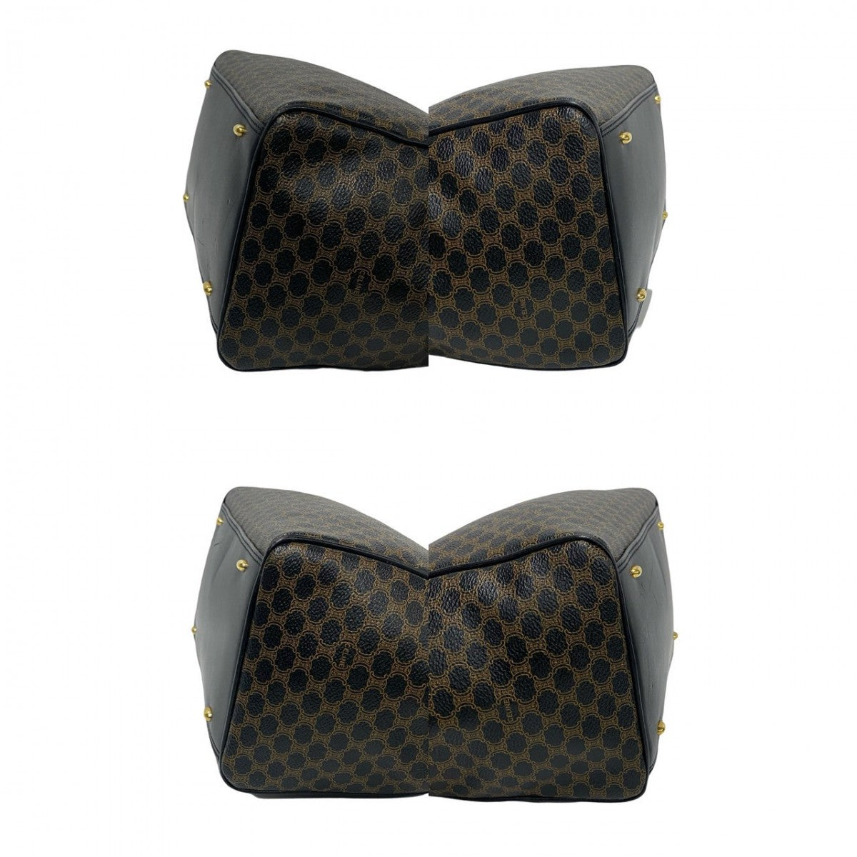 CELINE Handbag Leather, PVC black Macadam Blason Triomphe Pattern Women Used Authentic