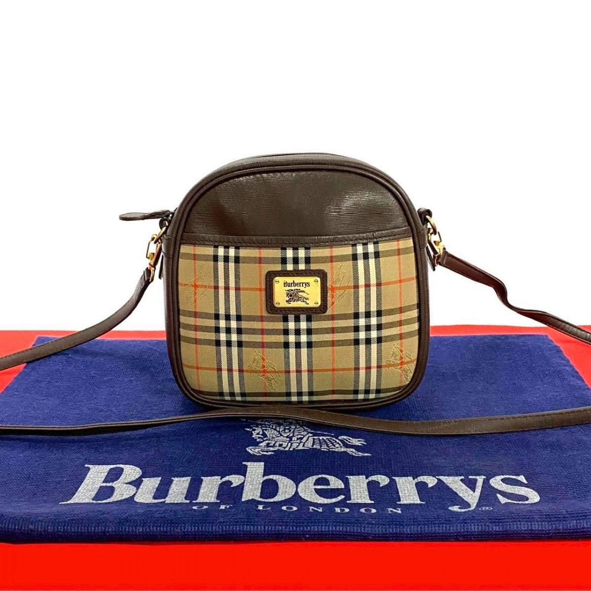BURBERRY Shoulder Bag Leather, Canvas Brown Nova Check Women Used Authentic