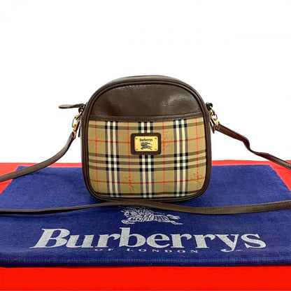 BURBERRY Shoulder Bag Leather, Canvas Brown Nova Check Women Used Authentic