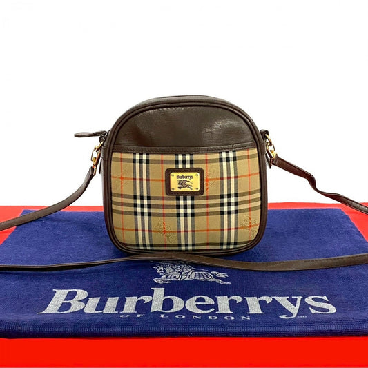 BURBERRY Shoulder Bag Leather, Canvas Brown Nova Check Women Used Authentic