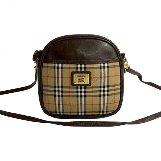 BURBERRY Shoulder Bag Leather, Canvas Brown Nova Check Women Used Authentic