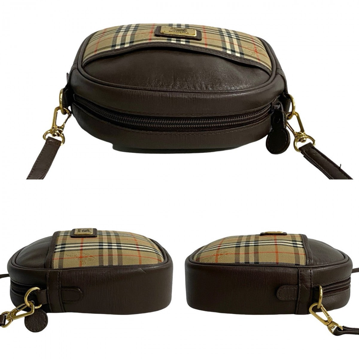 BURBERRY Shoulder Bag Leather, Canvas Brown Nova Check Women Used Authentic