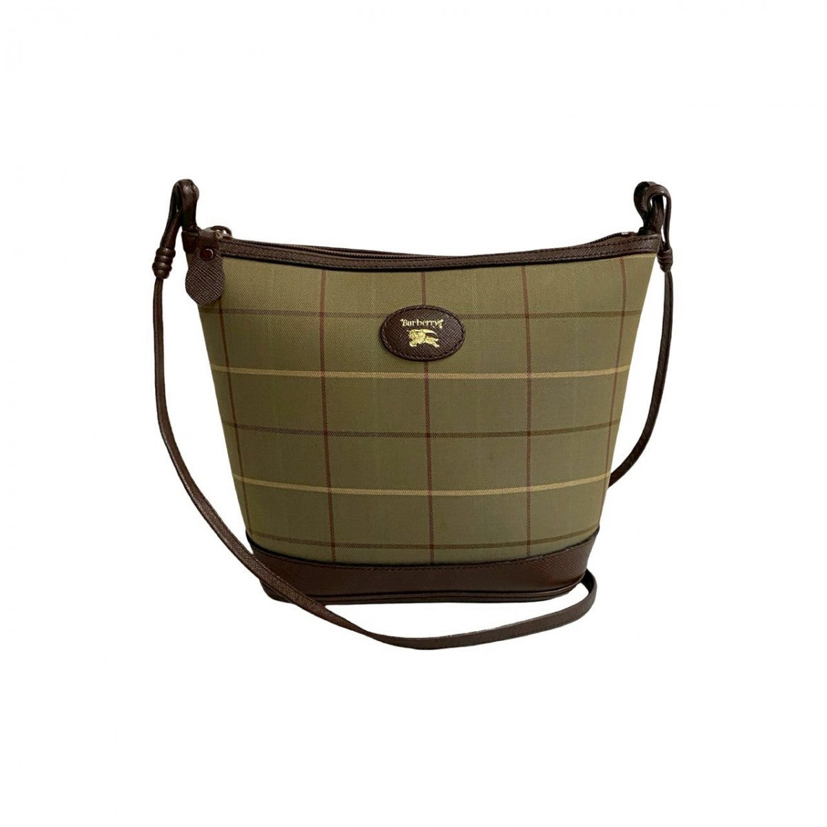 BURBERRY Shoulder Bag Leather, Canvas khaki Shadow Horse logo Nova Check Women Used Authentic