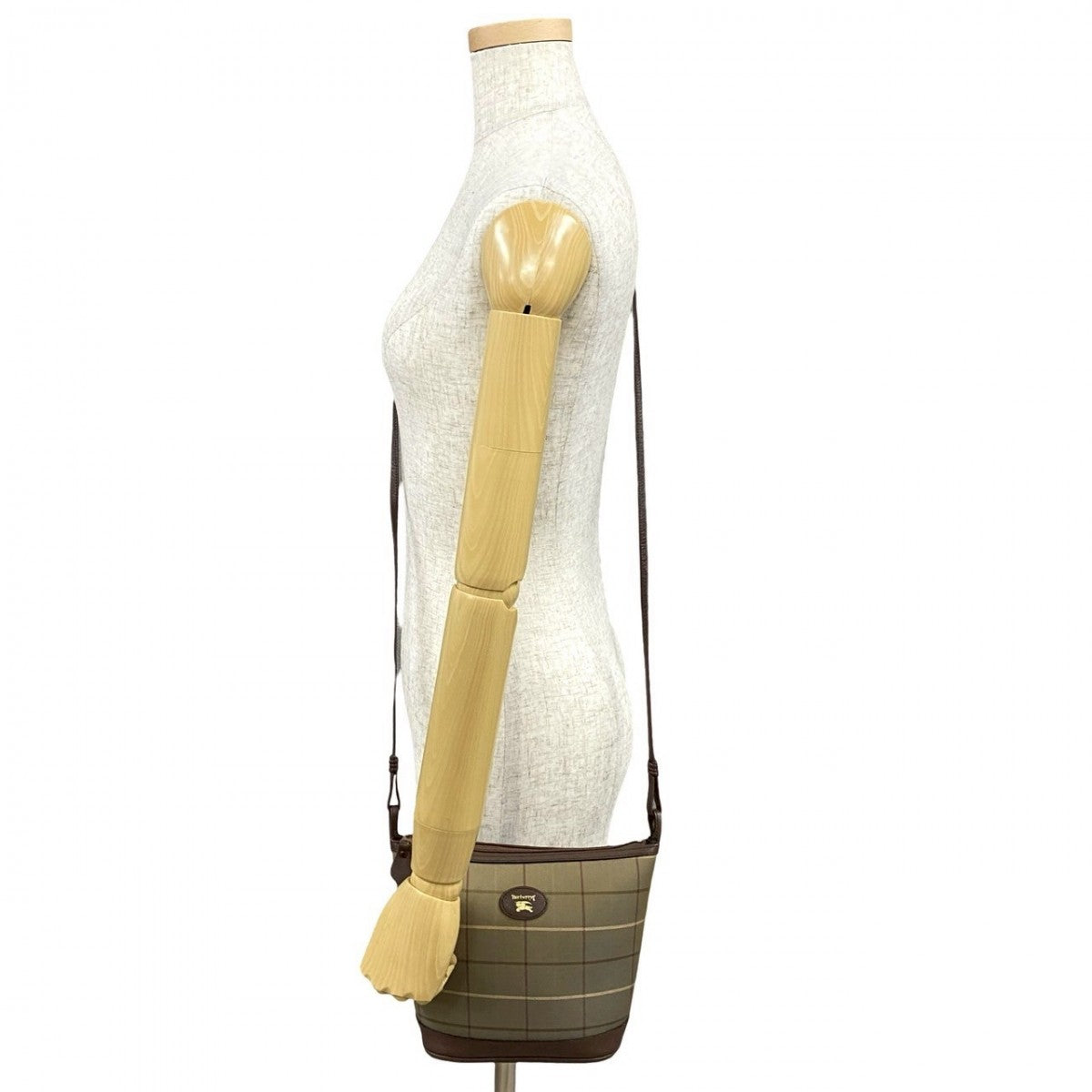 BURBERRY Shoulder Bag Leather, Canvas khaki Shadow Horse logo Nova Check Women Used Authentic