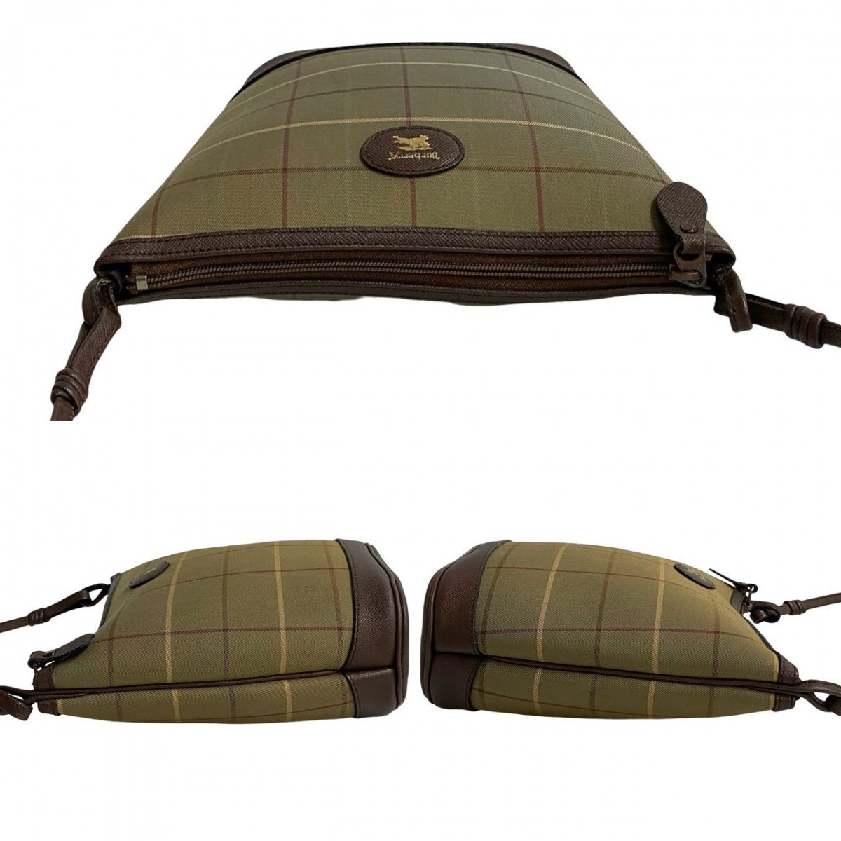 BURBERRY Shoulder Bag Leather, Canvas khaki Shadow Horse logo Nova Check Women Used Authentic