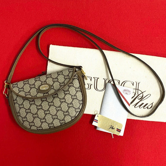 GUCCI Shoulder Bag Leather, PVC Brown Gucci Plus logo Women Used Authentic