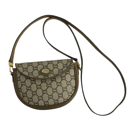GUCCI Shoulder Bag Leather, PVC Brown Gucci Plus logo Women Used Authentic