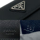 PRADA Bifold Wallet leather black Triangle Logo Plate Metal Women(Unisex) Used Authentic