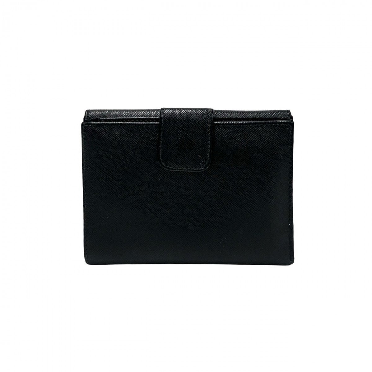 PRADA Bifold Wallet leather black Triangle Logo Plate Metal Women(Unisex) Used Authentic
