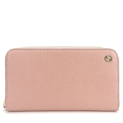 GUCCI Long Wallet Purse 449347 leather pink Interlocking Women Used Authentic
