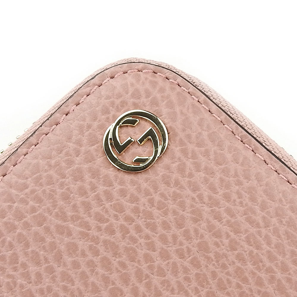 GUCCI Long Wallet Purse 449347 leather pink Interlocking Women Used Authentic