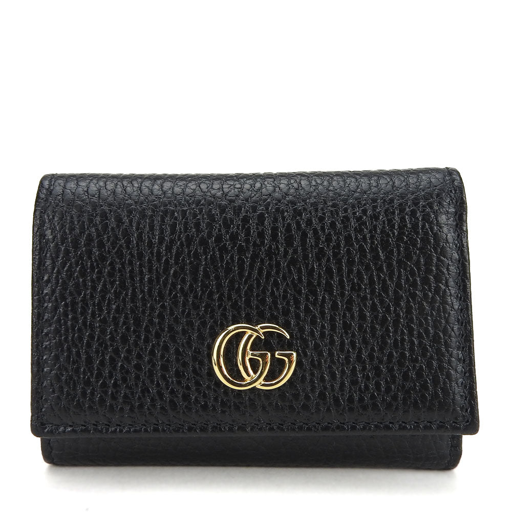 GUCCI Tri-fold wallet 644407 leather black GG Marmont unisex(Unisex) Used Authentic