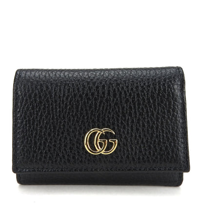 GUCCI Tri-fold wallet 644407 leather black GG Marmont unisex(Unisex) Used Authentic