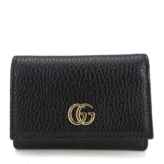 GUCCI Tri-fold wallet 644407 leather black GG Marmont unisex(Unisex) Used Authentic