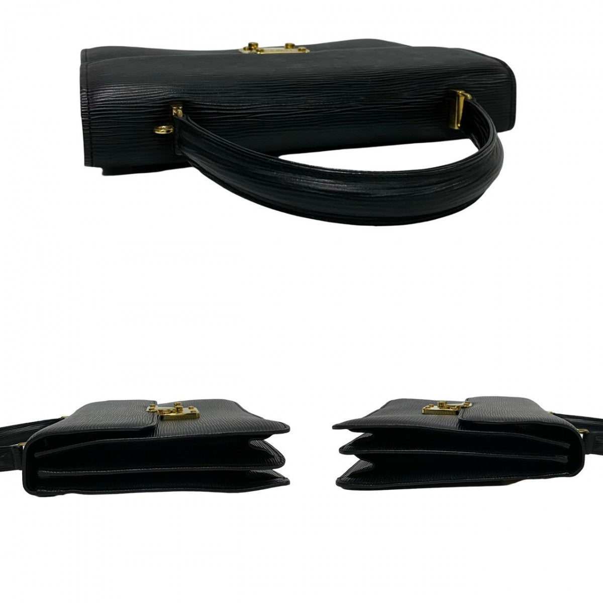 FENDI Shoulder Bag Epi Leather black FF logo Metal Women Used Authentic