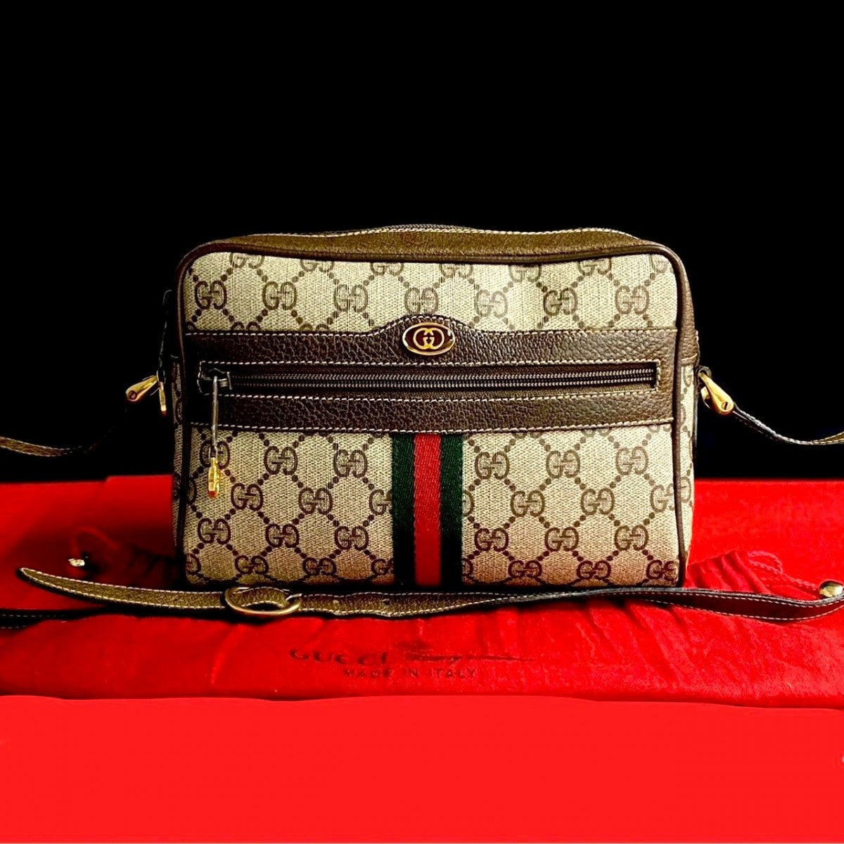 GUCCI Shoulder Bag leather Brown Sherry line
