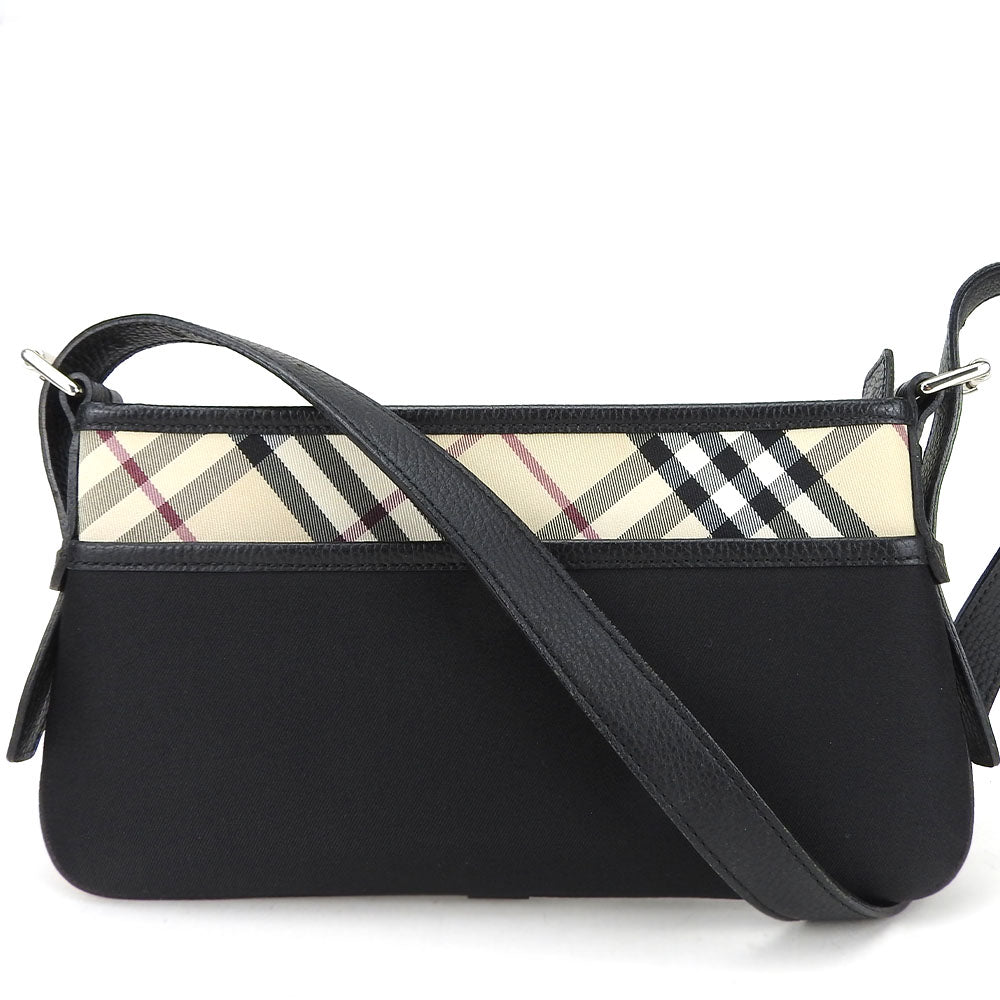 BURBERRY Shoulder Bag Canvas, Leather black Women Used Authentic