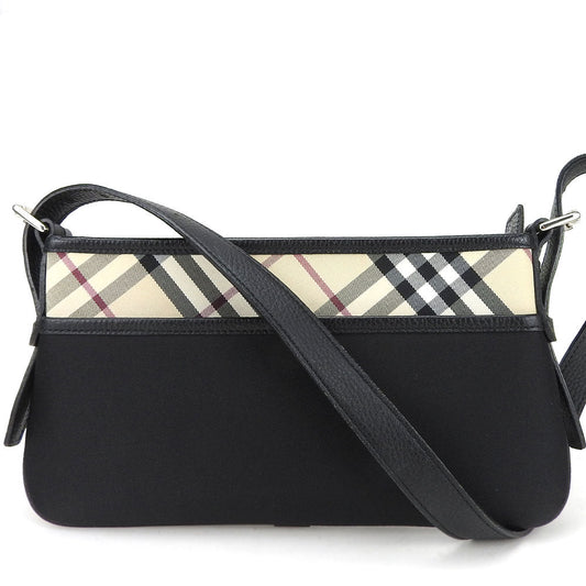 BURBERRY Shoulder Bag Canvas, Leather black Women Used Authentic