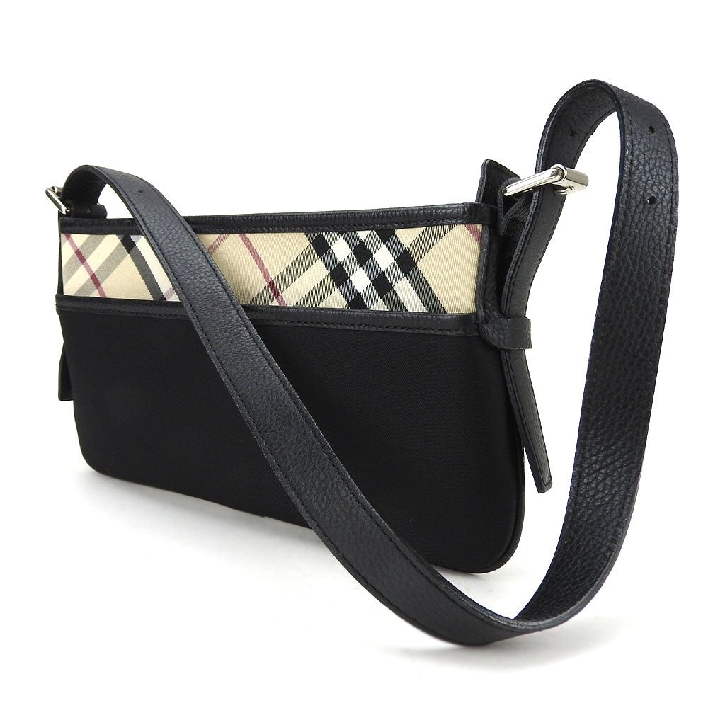 BURBERRY Shoulder Bag Canvas, Leather black Women Used Authentic
