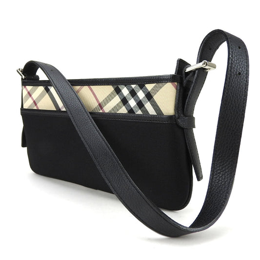 BURBERRY Shoulder Bag Canvas, Leather black Women Used Authentic