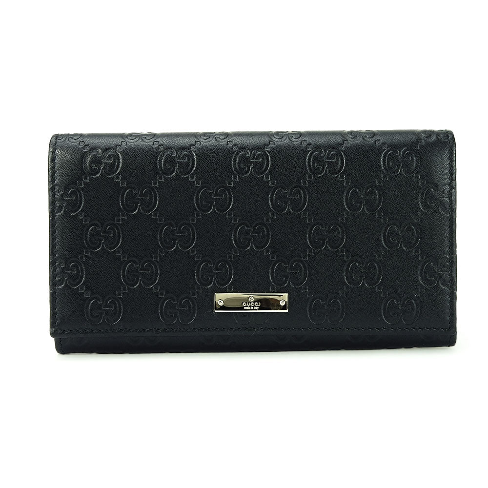 GUCCI Long Wallet Purse 244946 Sima leather black Guccisima Women Used Authentic