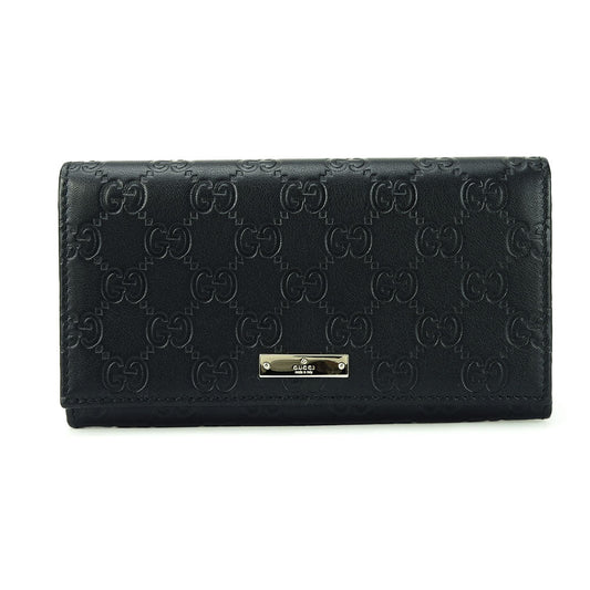 GUCCI Long Wallet Purse 244946 Sima leather black Guccisima Women Used Authentic