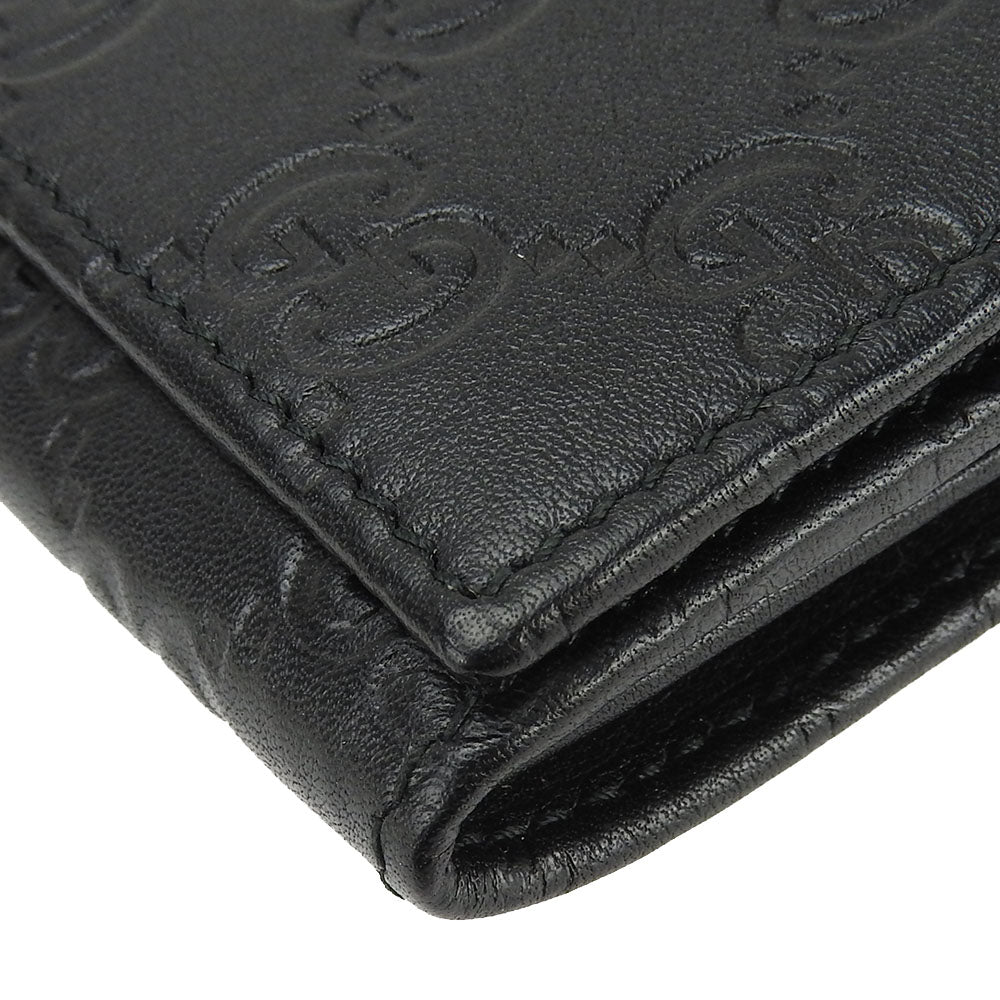 GUCCI Long Wallet Purse 244946 Sima leather black Guccisima Women Used Authentic