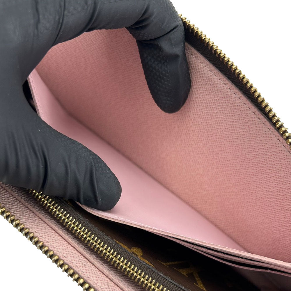 LOUIS VUITTON Long Wallet Purse M61298 Monogram Rose Valerie Portefeuille Clemence Women Used Authentic