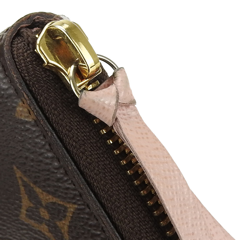 LOUIS VUITTON Long Wallet Purse M61298 Monogram Rose Valerie Portefeuille Clemence Women Used Authentic