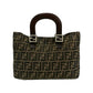 FENDI Handbag Canvas, Leather Brown Zucca FF Pattern Women Used Authentic