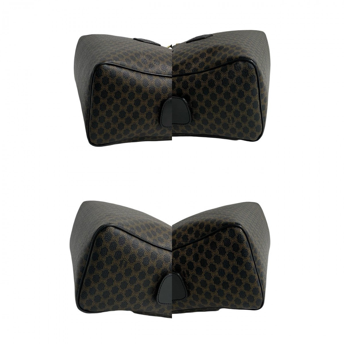 CELINE Handbag Leather, PVC black Macadam Blason Triomphe Pattern Women Used Authentic